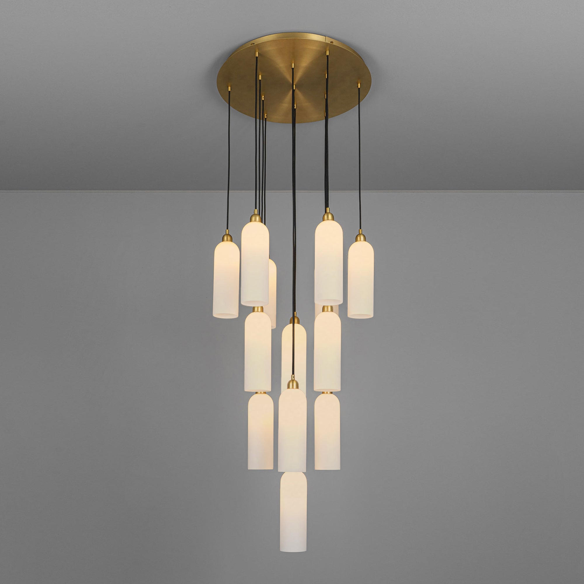 Schwung Odyssey Cluster 13 Burnished Brass Chandelier
